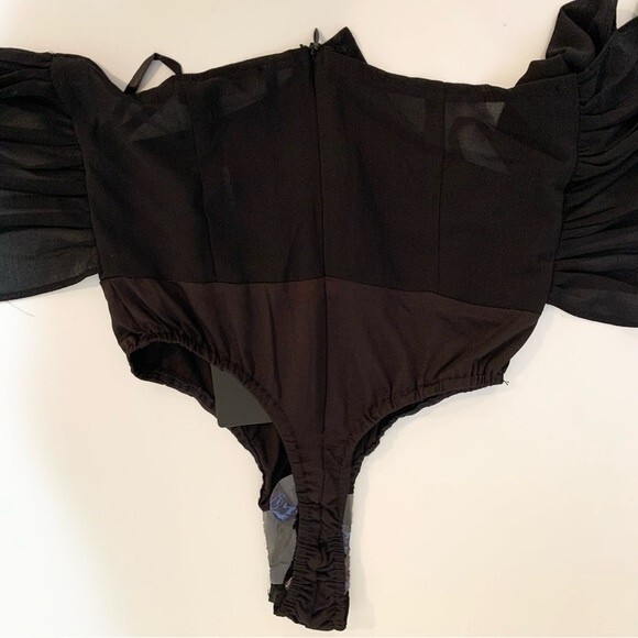 NWT Pretty Little Thing Goth Chiffon Halterneck Underbust Corset Bodysuit 2 - Picture 10 of 11